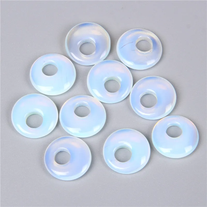 Fashion Nostalgic 18mm Lucky Peace Charms Reiki Healing Rose Pink Quartz Opal Lapis Stone Chakra Pendants for Jewelry Making