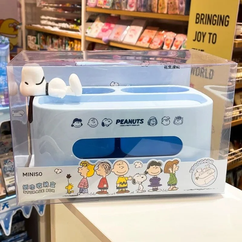 Snoopy Colorful Life Series Storage Box Stationery Storage Kawaii Tissue Box Cute Cartoon Sundry Remote Controller Miniso