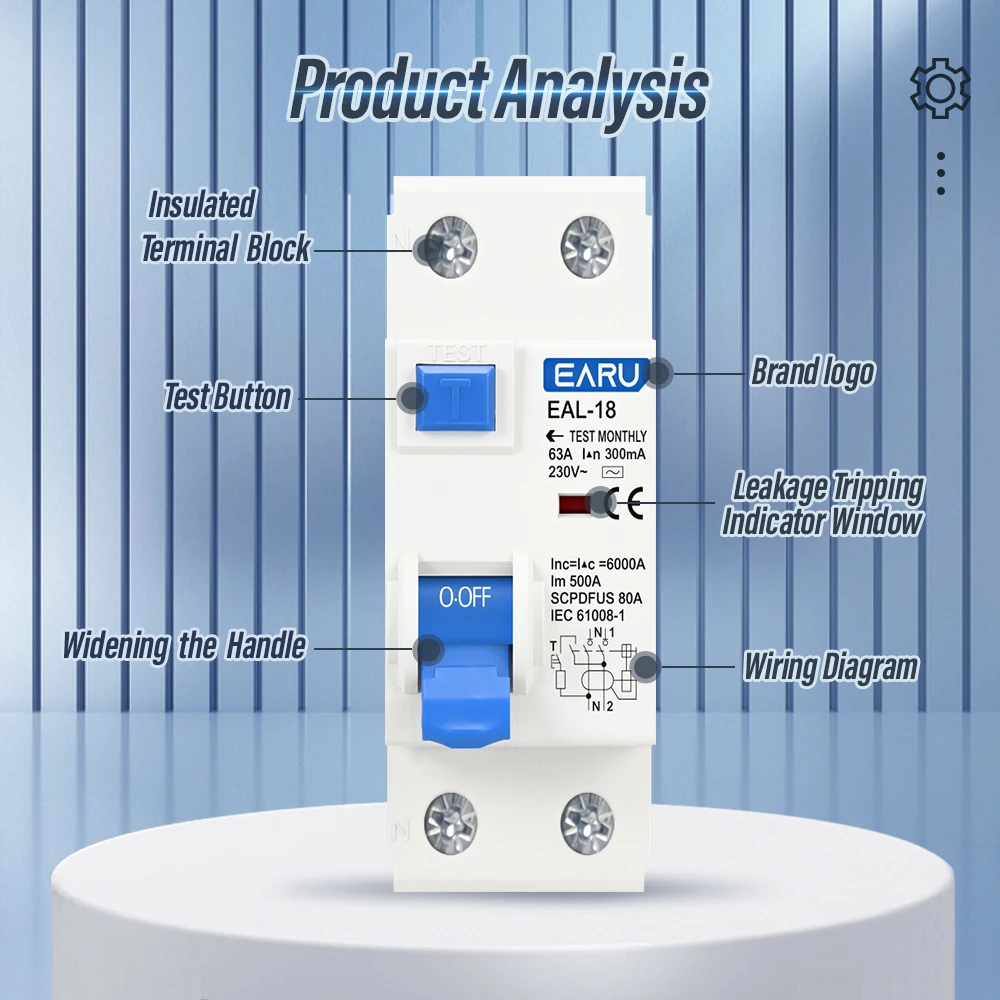 2P 4P 10/30/100/300mA Type AC RCCB RCD ELCB Electromagnetic Residual Current Cir
