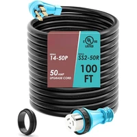 UL Listed 50 Amp 100 Feet RV/Generato  14-50P Male and SS2-50R Twist Locking Female for RV Camper and Generator to House 1