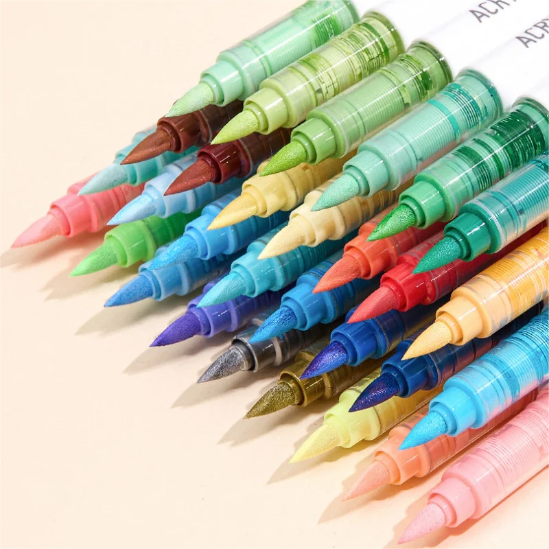 Vibrant 9-Color Acrylic Paint Brush Marker Set