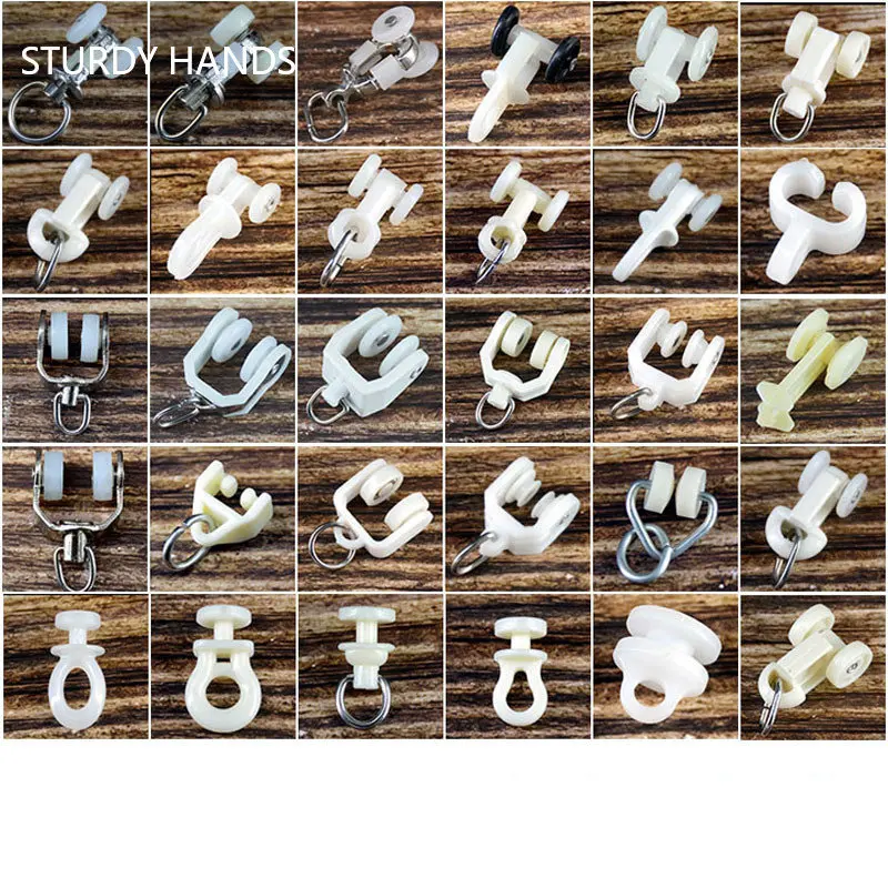 Curtain Track Plastic Pulley Linear Guide Curved Guide Roller Rollers Shower Curtain Track Hanging Wheel 30 Pcs nylon bearing roller
