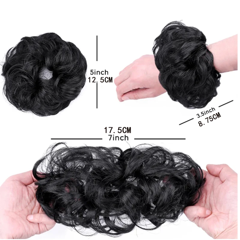 Messy Curly Hair Bun Synthetic High Temperture Fiber Hair Invisible Hair Wrap Curly Ponytail Elastic Hairbund