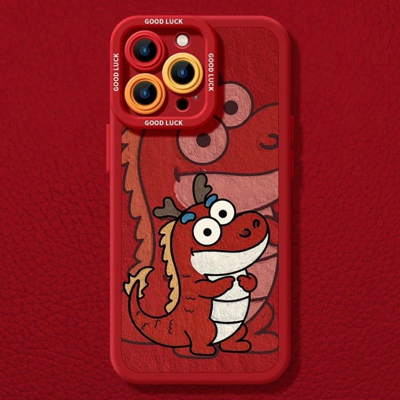 Custodia Per Telefono Dragon Year In Silicone Per Cartoni Animati Per Iphone 15 Custodia Promax Iphone14 13 12 Promax 12Pro Xsmax X Xs Cover Anti-Cadu