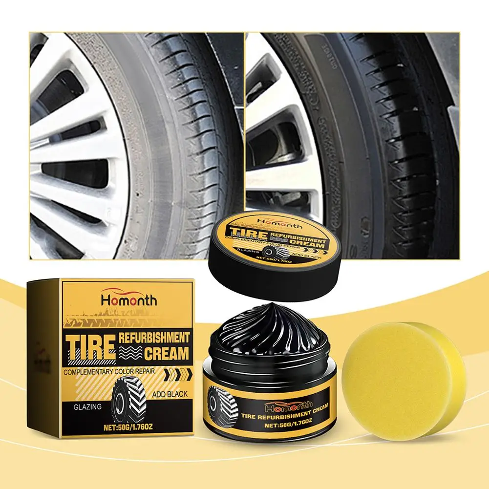 Tire Coating Paste Creative Car Tire Retreading Cleaning Cream Paste Car Maintenance Brightener Agent Shiny Polishing R4E8 tire polishing paste