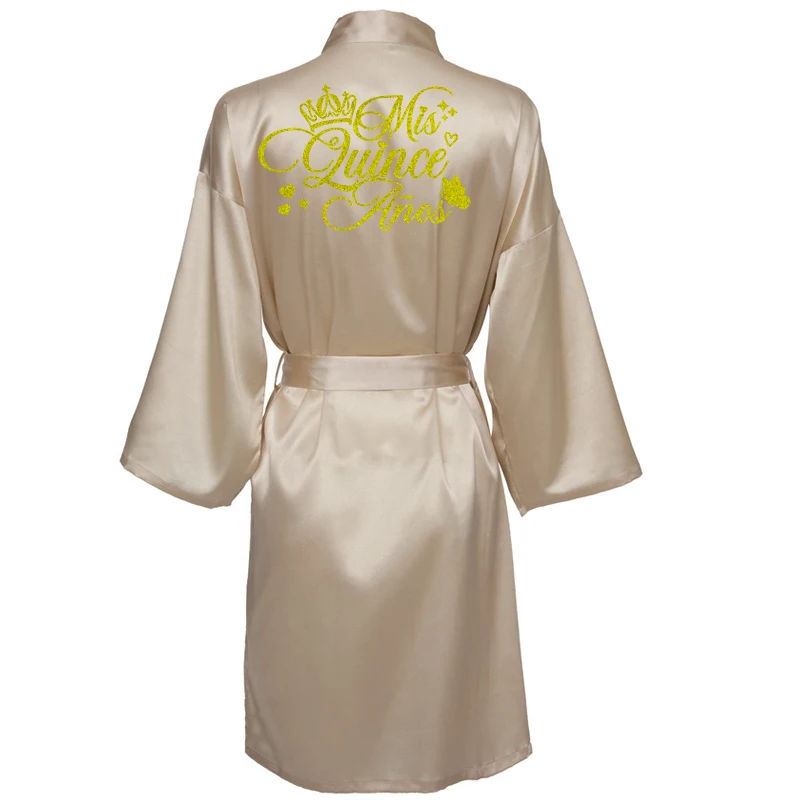 Princess Sweet 15 Years Girl Birthday Party Robes Quinceanera Robe Mis XV Bathrobe Silkly Nightgown