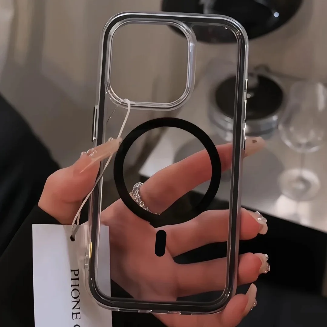 Transparent Soft Color Magnetic Bumper Phone Case with MagSafe Compatibility