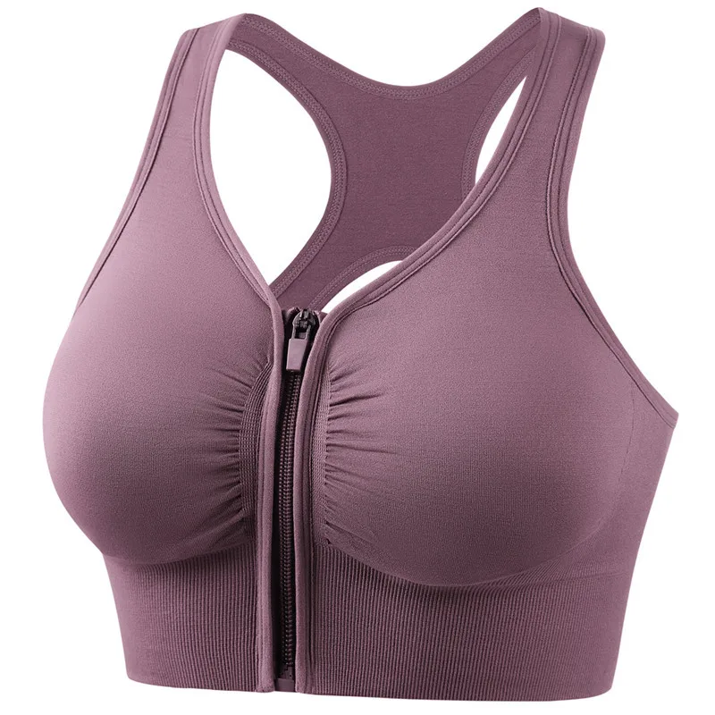 MIKI Shockproof push-up plus size running yoga fitness sports bra with hollow back and front zipper sports bra for women