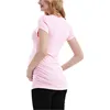 Maternity T-Shirt Summer Short Petal Sleeve T Shirt Ruched Side Pregnancy Clothes Women Tunic Tops Casual Basic Tees 3