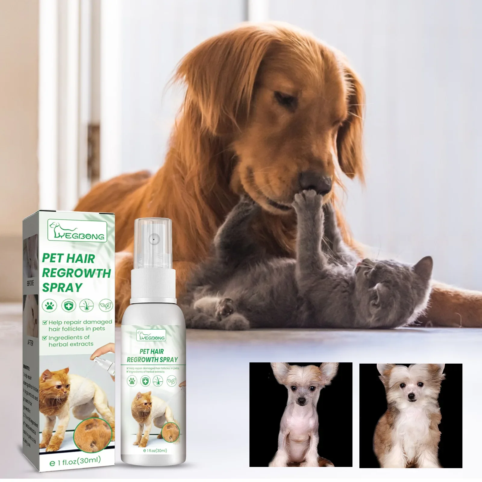 Yegbong Pet Hair Enhancer, Cat and Dog Hair Conditioning Repair Damaged Follicle Loss Care Spray