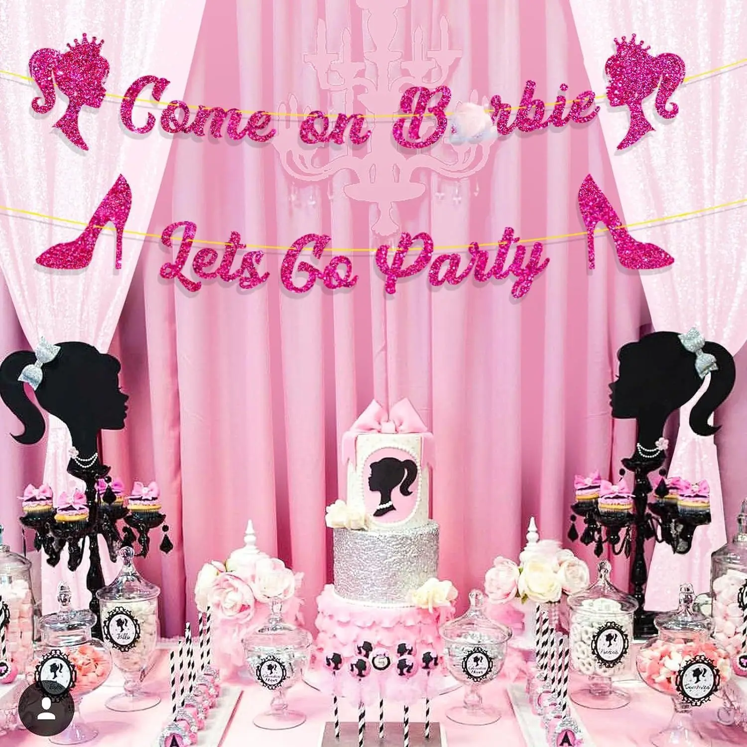 Barbie Pink Girl Princess Cake Topper Table Decorations Rose