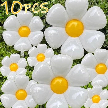 1/10Pcs Daisy Balloon Huge White Flower Aluminum Foil Balloons for Birthday Baby Shower Wedding Daisy Party Decorations Supplies