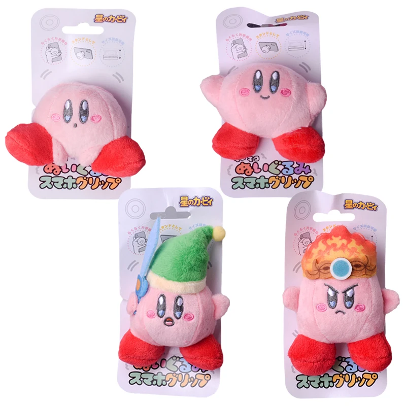 

9cm Anime Kawaii Cartoon Cute Stars Kirby Stuffed Plushie Doll Mobile Phone Holder Soft Plush Phone Bracket Girl Birthday Gift