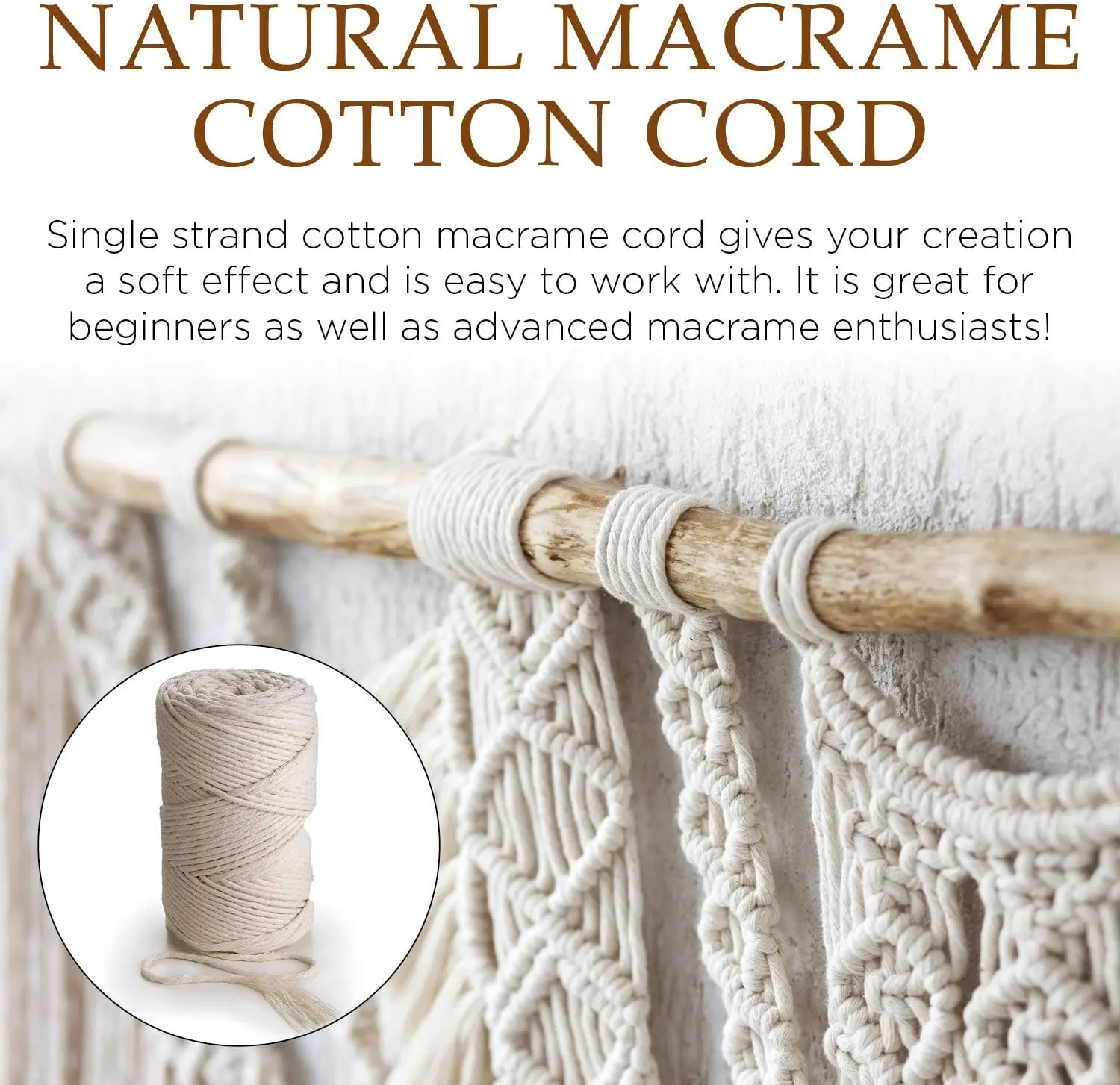 twisted macrame cord natural cotton cord