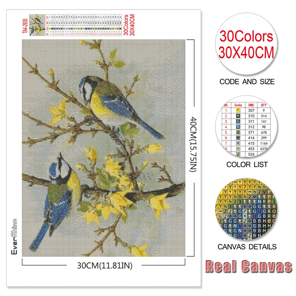 Diamond Painting Evershine 5D Diamond Painting Birds Full Square Diamond Embroidery Animal Pictures Of Rhinestones Mosaic Home Decoration