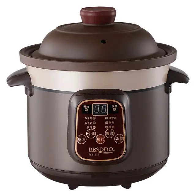 Marmite à ragoût électrique, marmite à soupe, casserole domestique, sable violet, tasse à ragoût automatique en céramique, cuisson du bouillie 1