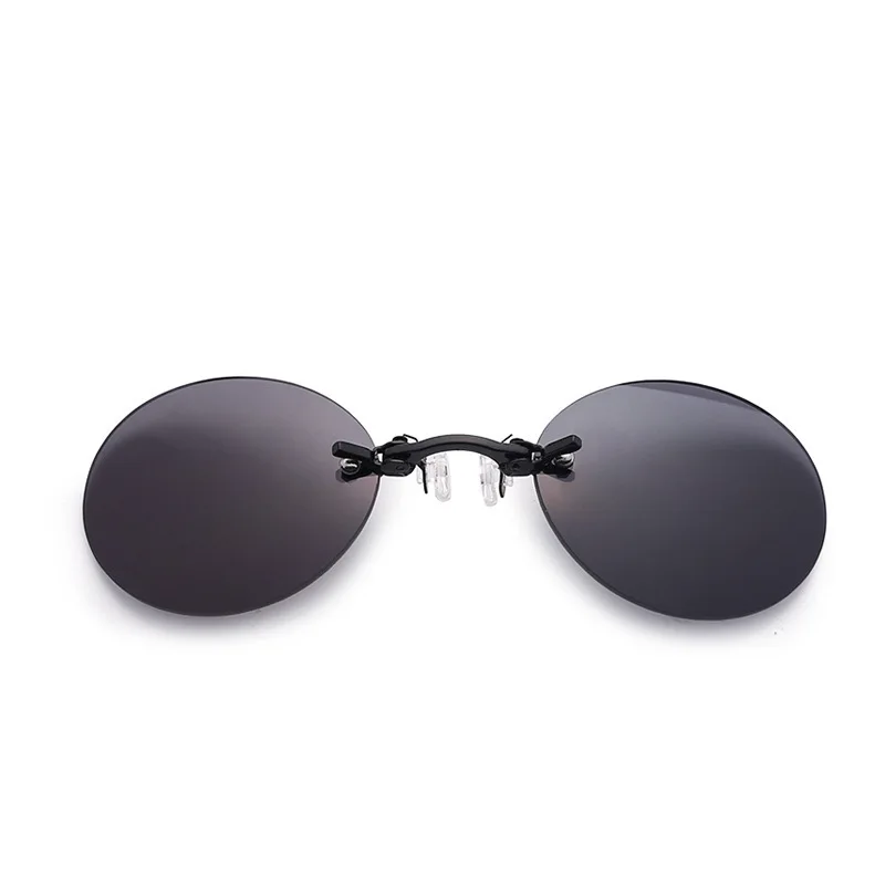 IENJOY Stylish Pince-nez Clip-on Sunglasses - Metal Round Frame Mini Sun Shades