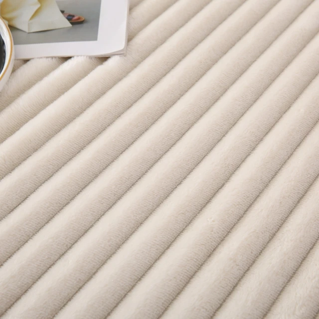 Drap-housse en peluche rayé de couleur pure, protection de matelas complet/double/Queen/King, pour chambre à coucher, appartement, universel, doux, confortable, chaud, respirant et lavable en machine, 1 pièce 5