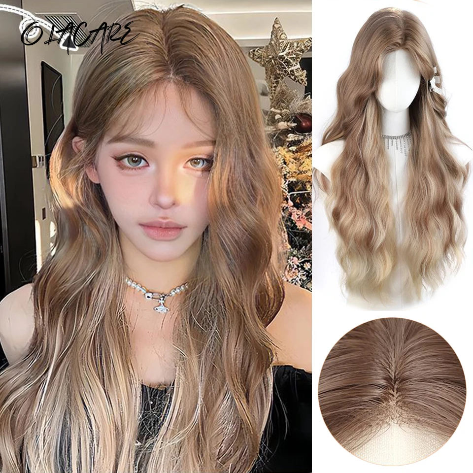 Brown Blonde Synthetic Curly Wavy Wig for Women