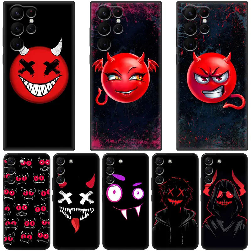 Custodia Spaventoso Smile Skeleton Devil Per Samsung Galaxy S23 S22 S21 Ultra S20 Fe 5G S10E S10 Lite S9 S8 Plus S7 Edge Cover Nera