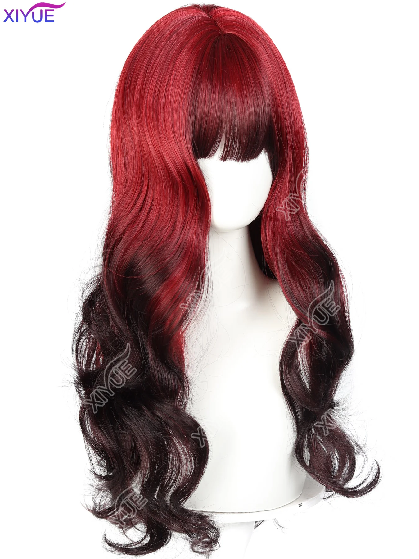 XIYUE Long Hair Double Tail Wig Women's Big Curl Sweet Girl Style Japanese JK Full Head Cover Lace Front Wig Chinese Production