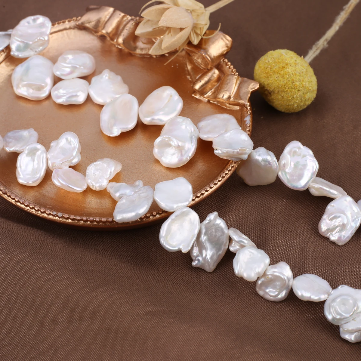 Natural Freshwater Pearl Beads Beaded White Baroque Pearl Petal Shape Loose Spacer Beads For Jewelry Making DIY Necklaces