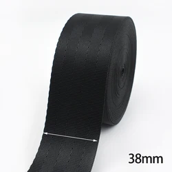Black Nylon Webbing Tape for Sewing and Crafting - Various Widths and Lengths Available (Black - 38mm)