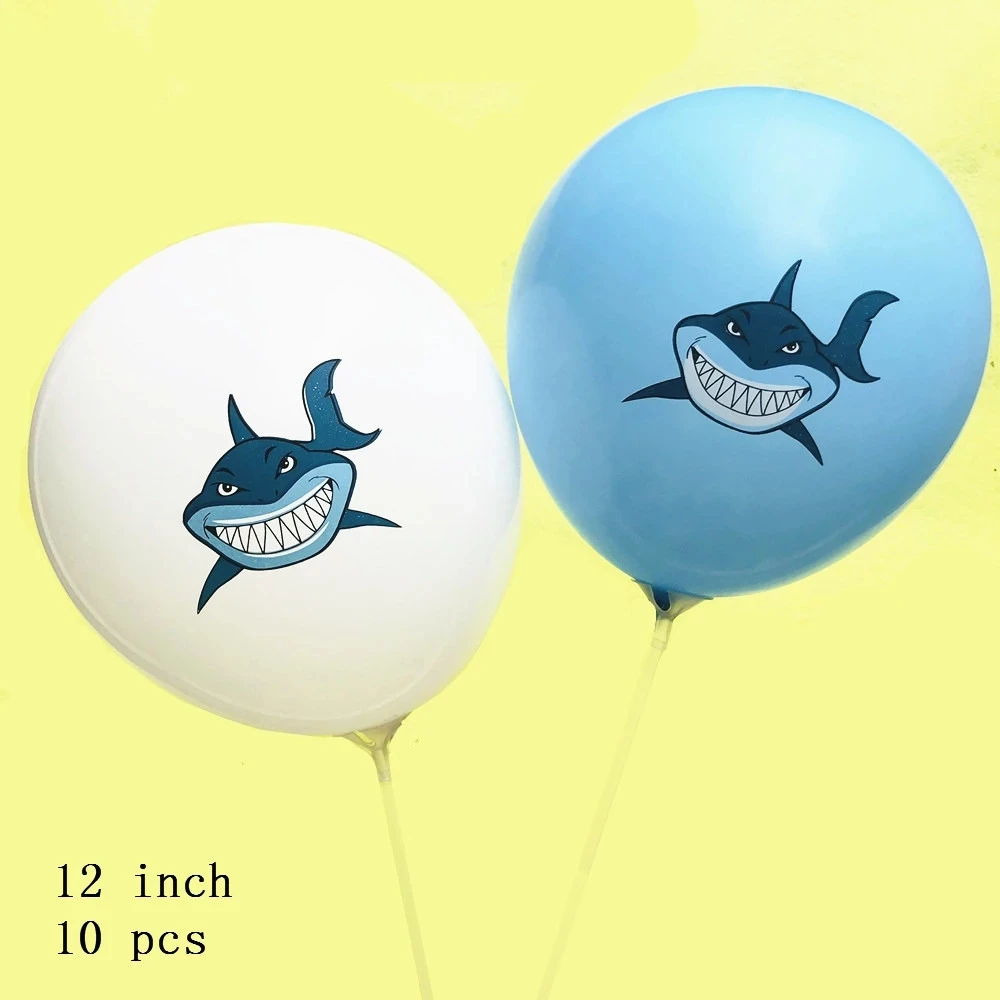 10Pcs 12inch Colorful Angry Shark Latex Balloons Ocean Themed Birthday  Party Decorations Supplies