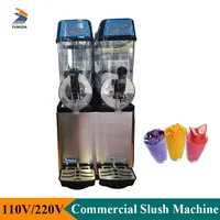 Electric 110V 220V Slush Machine Double-cylinder 2*12L Ice Slush Blender Fruit Juice Smoothie Frozen Drink Maker Commercial 1