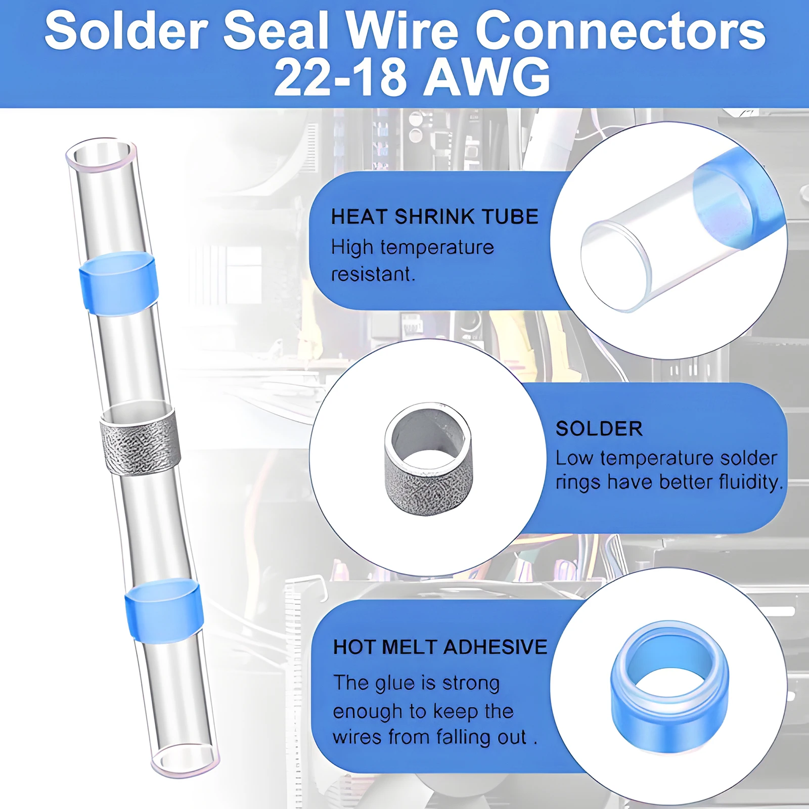 Solder Seal Wire Connectors Heat Shrink Waterproof Butt Splice