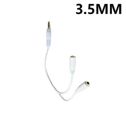 Dual Female Audio Splitter Cable - 3.5mm Y - Shaped Adapter for Headphones and Earphones (White 20cm)