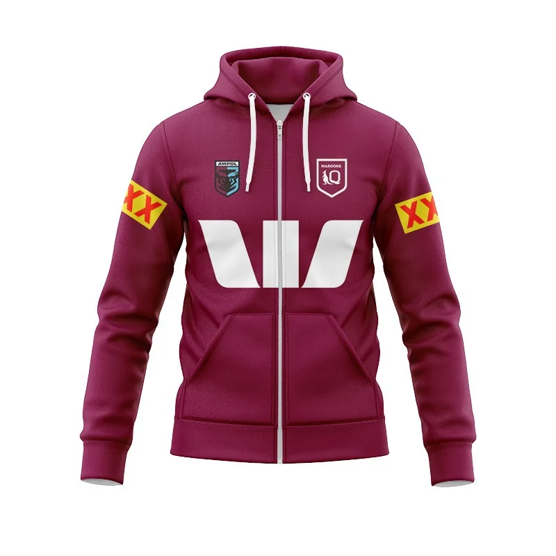 

Zip Hoodie Queensland Maroons Aboriginal Jersey 2024 Queensland Maroons Origin Commemorative Anzac Training Jersey