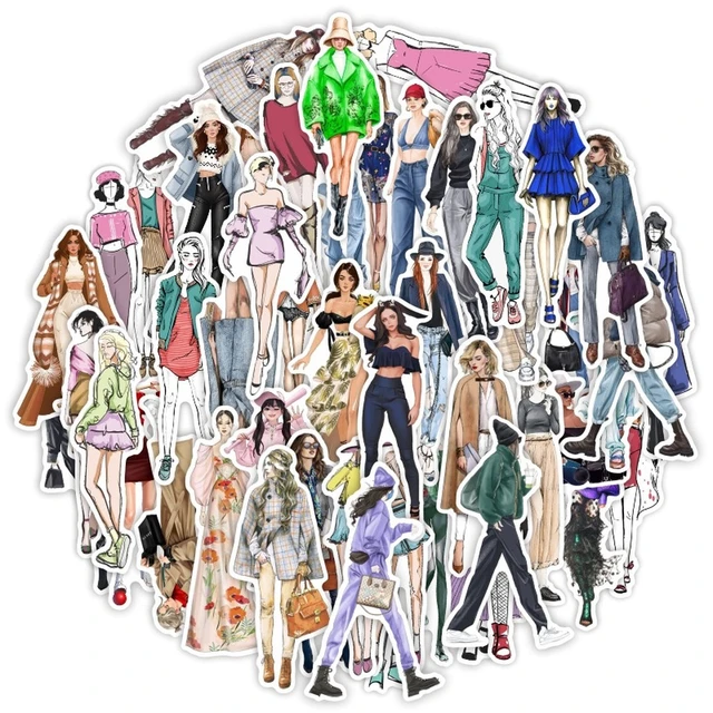 10/50pcs Hand Draw Japanese Street Girl Sticker Diy Craft