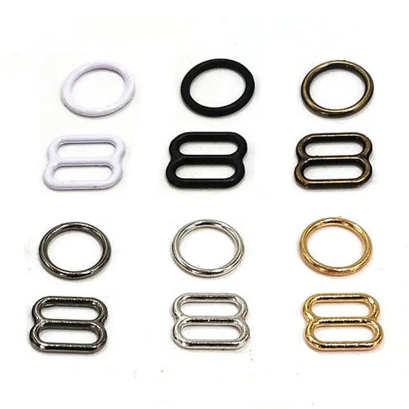 thumbnail image 1 of 10 juegos (20 piezas) de hebillas de ajuste de correa de sujetador de Metal de 6mm-25mm, anillos deslizantes de ropa interior, Clips para ajuste de lencería, accesorios DIY, 1 of 4