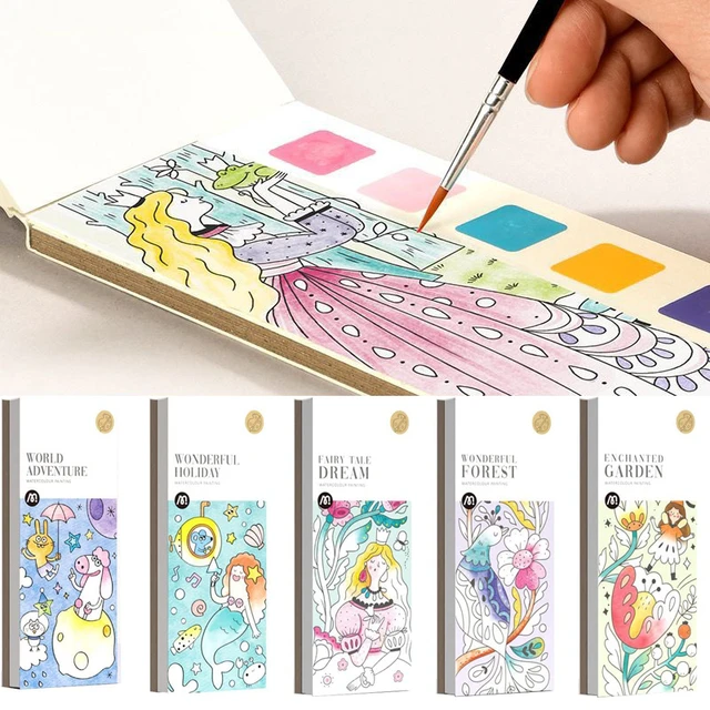 Mini Watercolor Book Mini Coloring Books With Pen 4 Styles Paint With Water  Books Toddler Painting Set Travel Pocket Watercolor - AliExpress