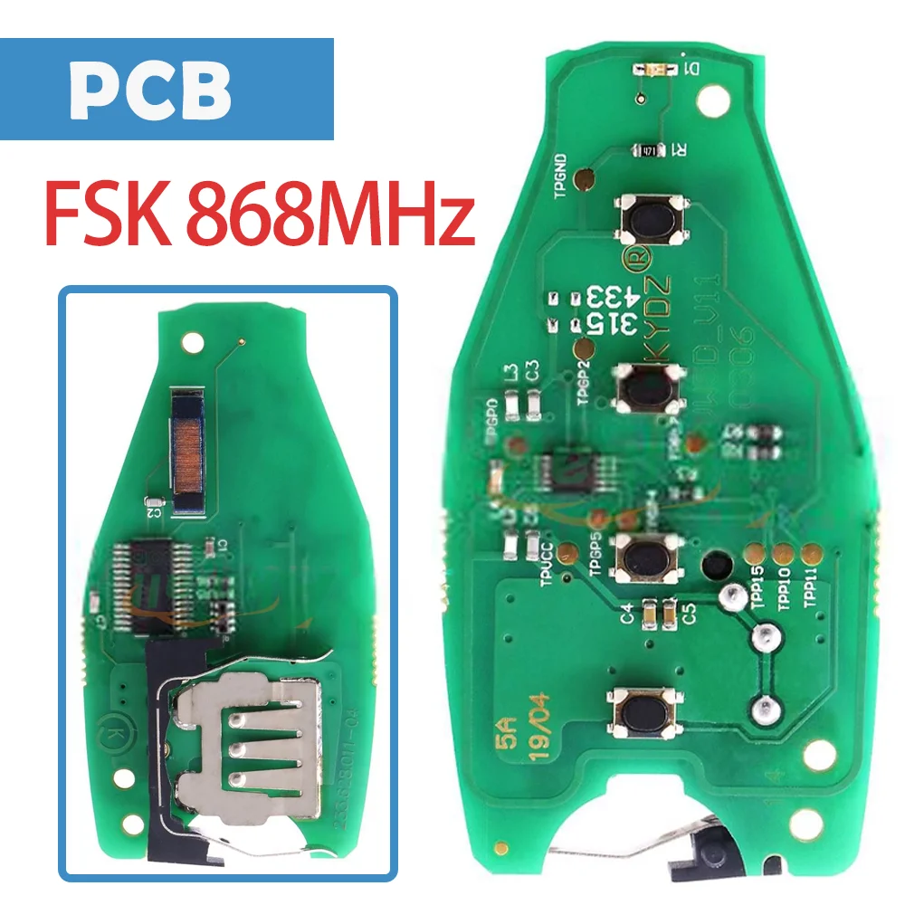 2 Pz/Lotto Auto Remote Circuit Board Fsk 868Mhz 4 Pulsanti Non Smart Car Pcb Panels Per Volkswagen Touareg