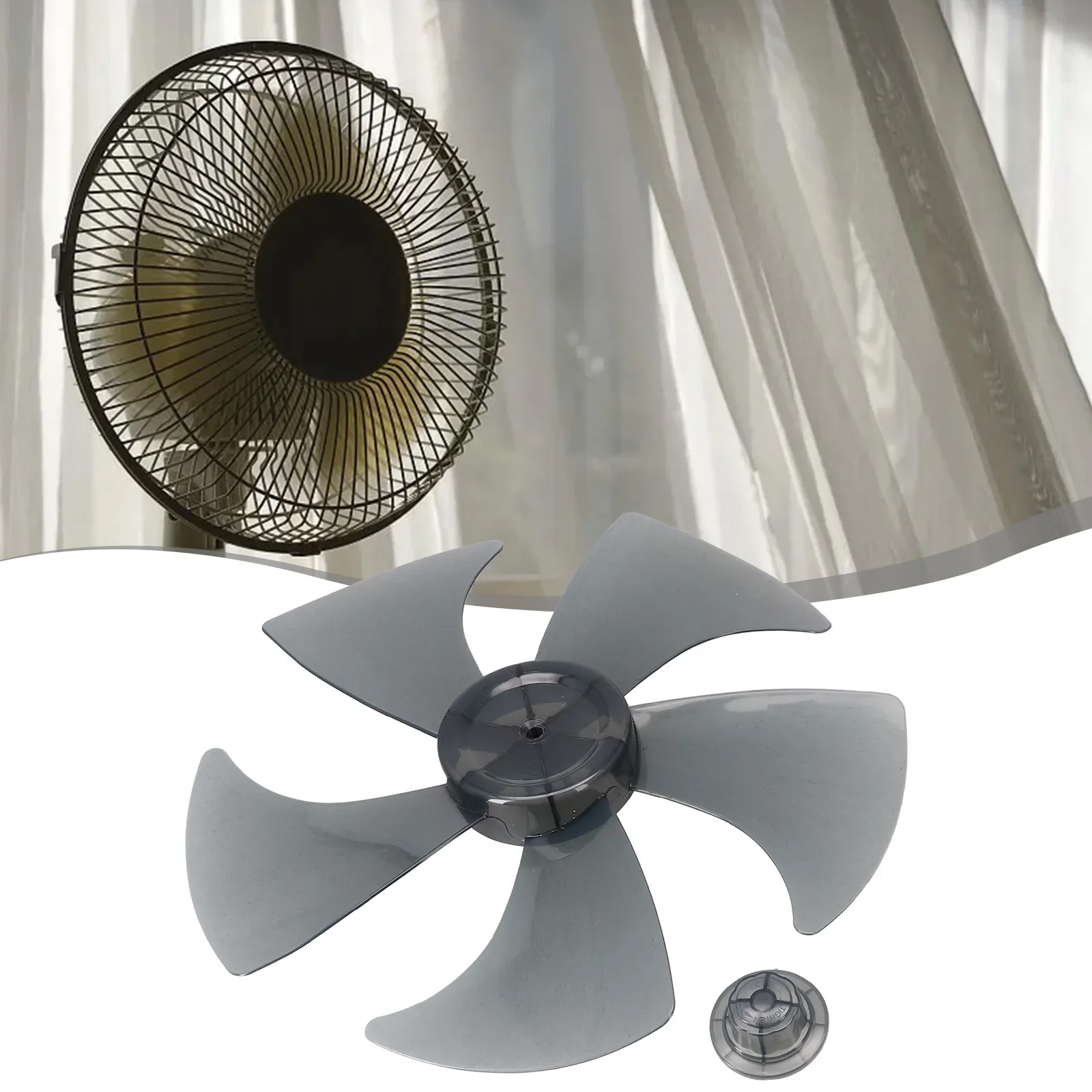 

Five Leaf Fan Blade With Nut Cover Easy To Install And Use Perfect Replacement For 14 Inch Pedestal Fan Black/White
