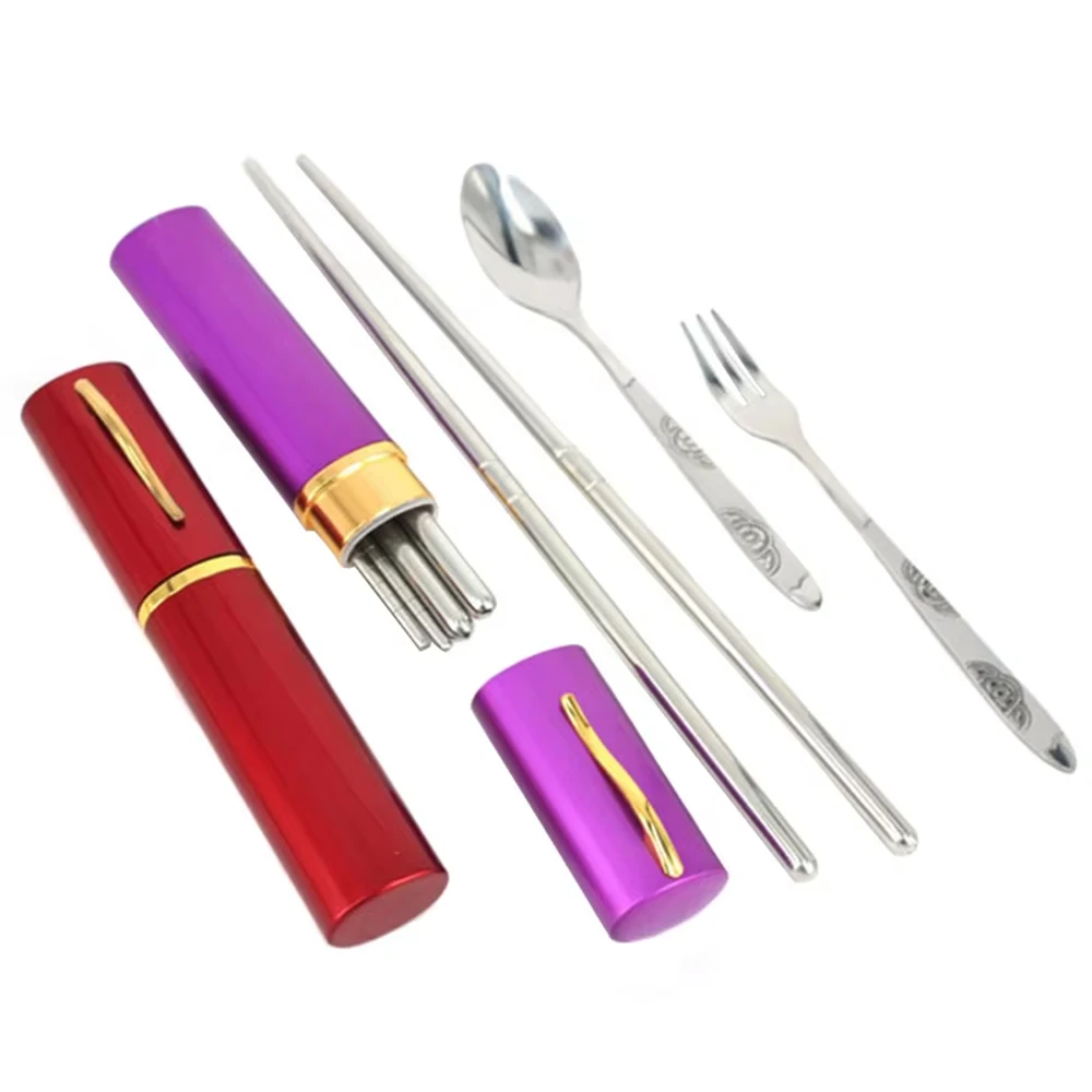 Elegant Mini Reading Metal Pencil Vase Glasses Box Travel Tableware Set Fork Spoons Protective Case Fashion Portable Tool Pouch