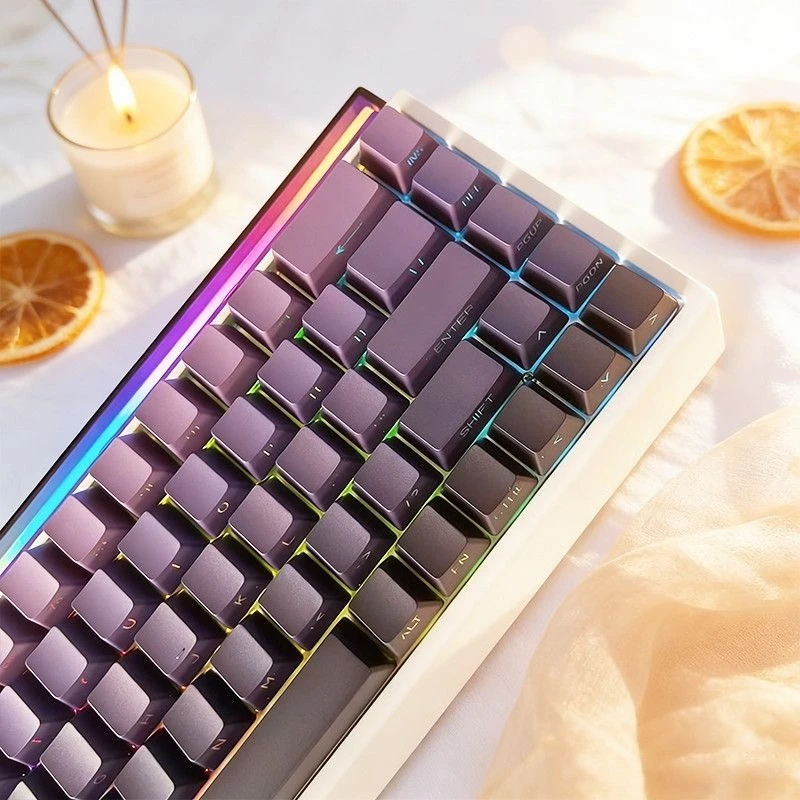 Purple Gradient Keycap Set - OEM Profile, Red-Pink-Blue Shade with Side and Top Print