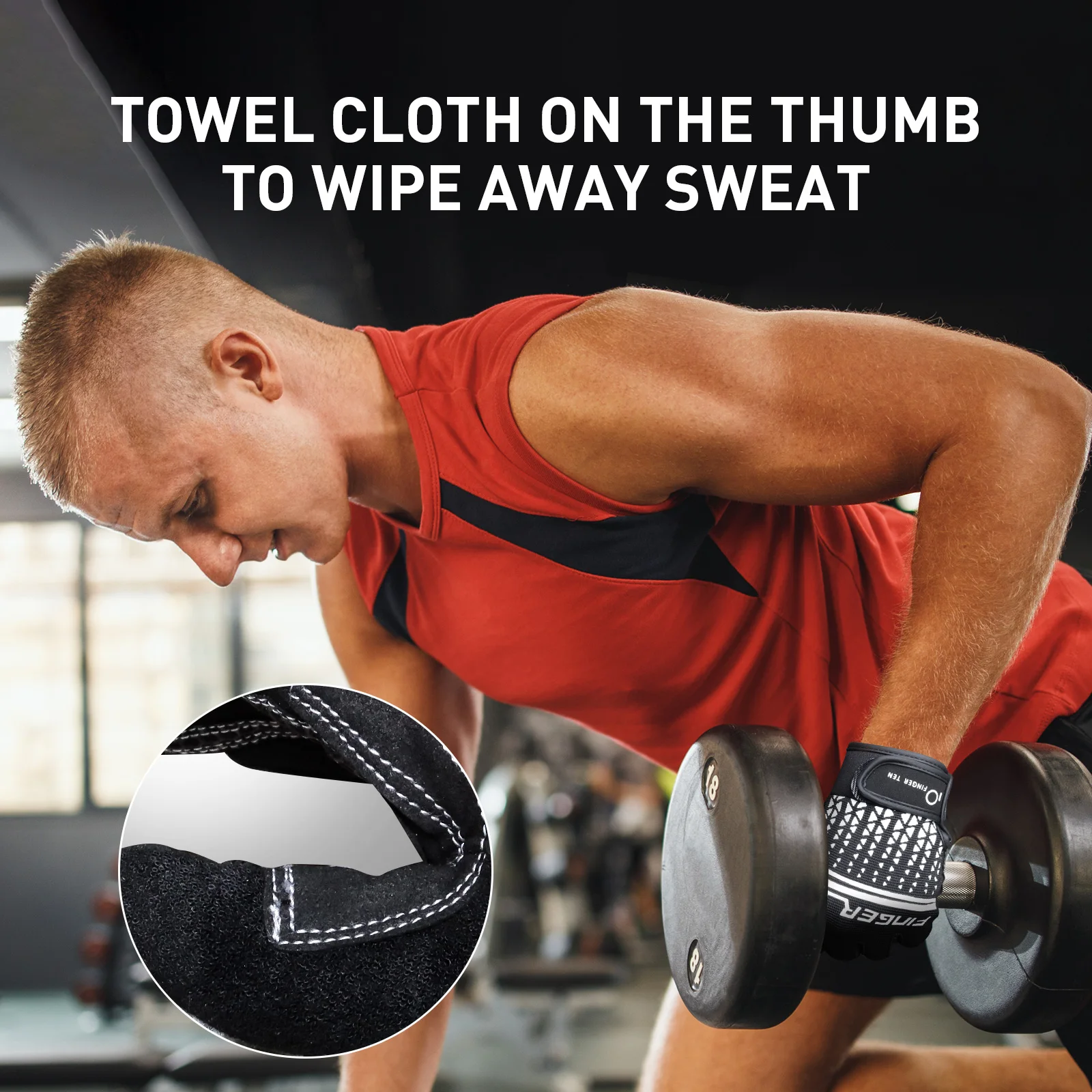 Full-Finger Workout Gloves for Men, Excellent Grip Padded Lightweight Gym Gloves Durable Training Gloves for Exercise Fitness 5
