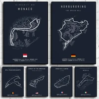 لوحات كانفاس جدارية لحلبات فورمولا 1 الكلاسيكية | Blue Formula 1 Circuit Tracks Canvas Wall Art