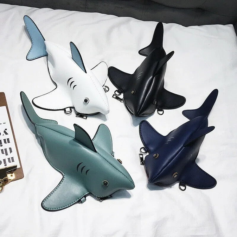 

European and American Ferocious Shark Simulation Cute and Cute Animal One Shoulder Diagonal Cross Bag Contrasting Cartoon Bag