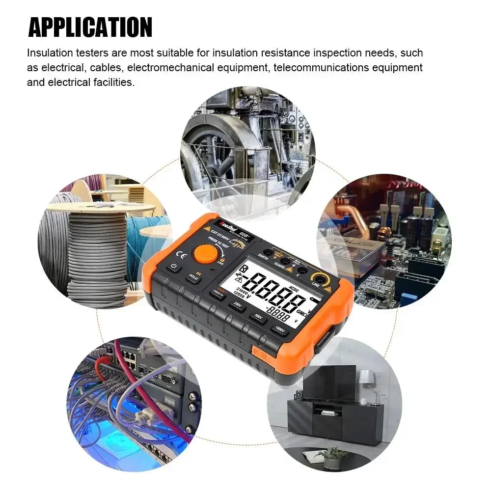 Insulation Resistance Tester 60B+ 1000V Megohmmeter 5G&Omega; Ohm Meter Digital Ohmmeter Electrical Megometer resistance tester
