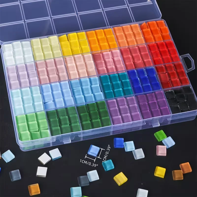 720pcs Glass Mosaic Tile Set, 0.99cm Square, DIY Craft Supplies for Handmade Projects, 24, Mosaic Stickers, DIY Craft Materials