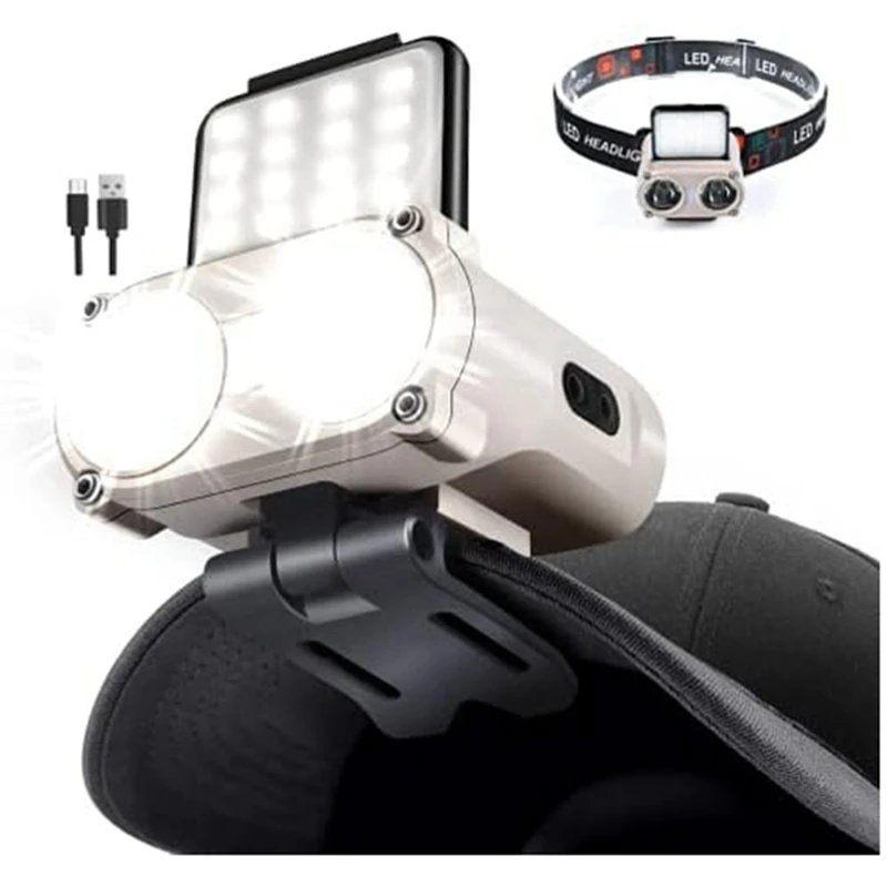 

1 Set LED Hard Hat Light Rechargeable Dimmable Hat Light Clip Hat Lamp Hat Flashlight For Running Camping Biking Emergencies