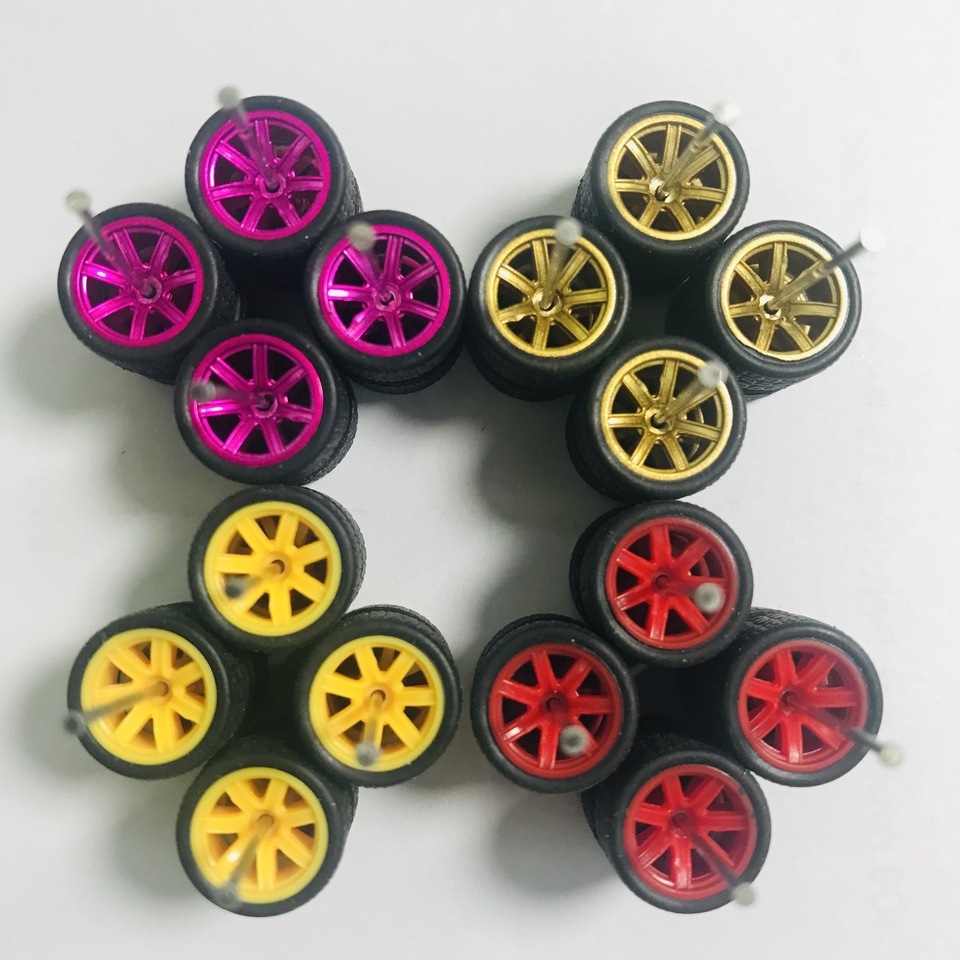 8sets 11mm wheels for 1/64 Scale Alloy Car Models 1/64 wheels with 1/64 Tires + Axles for Hot Wheel/Matchbox/Domeka/Tomy 1:64
