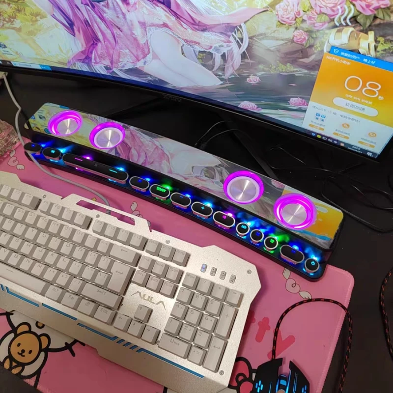 Bluetooth Speaker SOAIY SH39 Multimedia Bluetooth Boombox Home Desktop Gaming Pc 4D Surround Stereo RGB Light Mechanical Keys