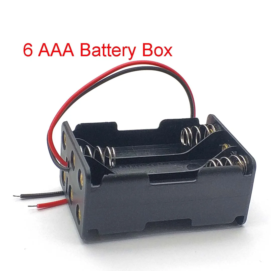 6 Slot AAA Battery Case Battery Box AAA Battery Holder with Leads with