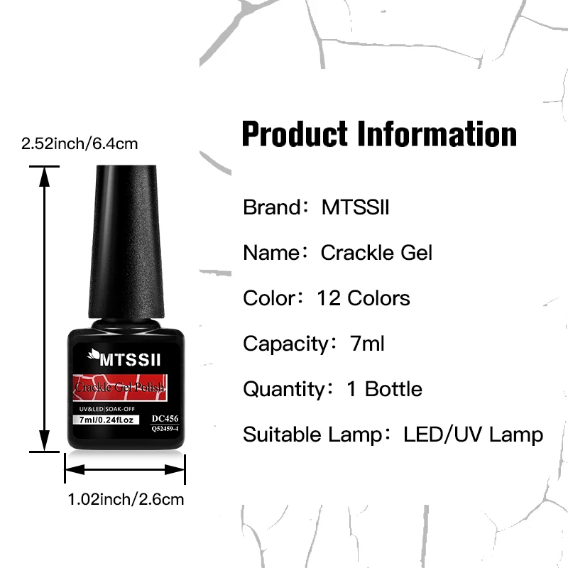 MTSSII 7ml  Crackle Polish Nail Fashionable Color Gel Polish Semi Permanant Soak Off Air Dry For Manicure Nail Art Varnish 5
