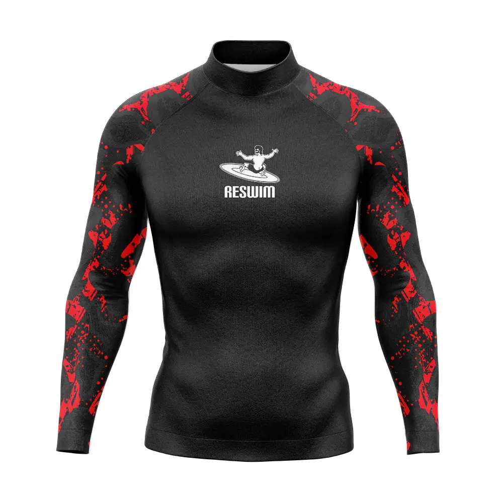 Traje de baño de camuflaje para hombre, camiseta de manga larga con protección UV para Surf y buceo, licra, ropa de gimnasio